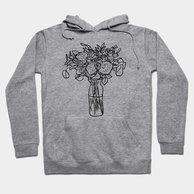 Roses Drawing in Vase Hoodie by Annelie